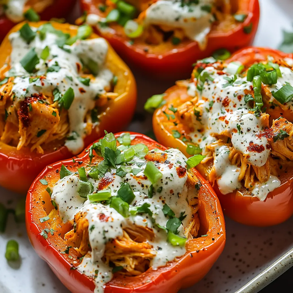 Stuffed Bell Peppers with Buffalo Chicken Filling