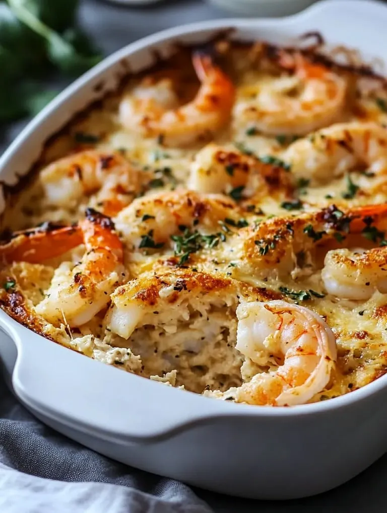 A dish of shrimp and cheese.
