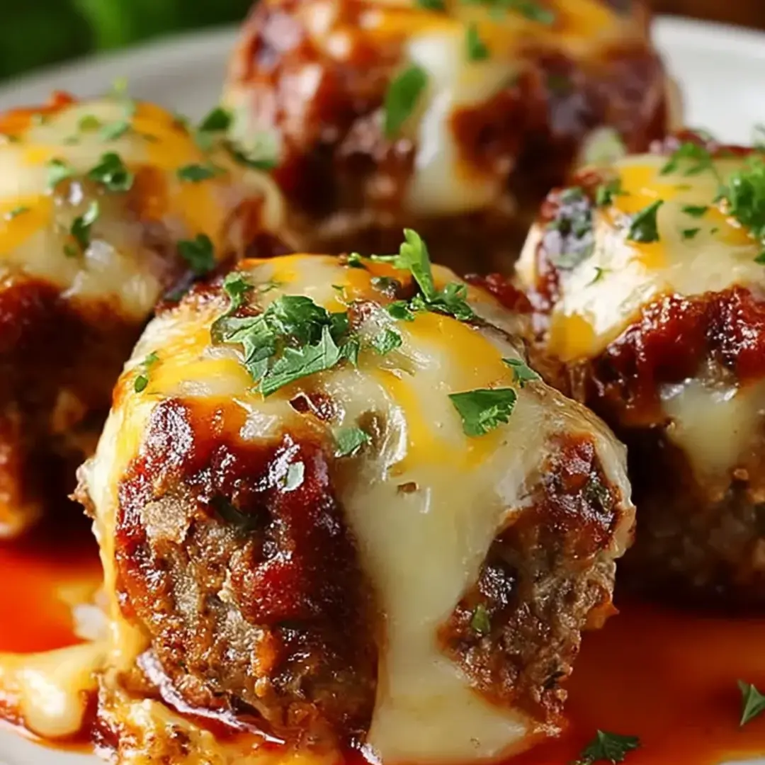 A plate of meatballs with cheese on top.