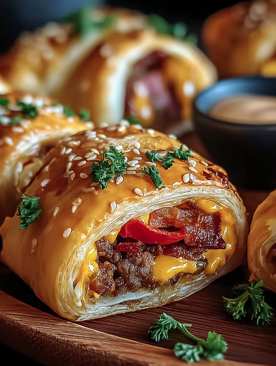 A pastry with bacon and cheese.