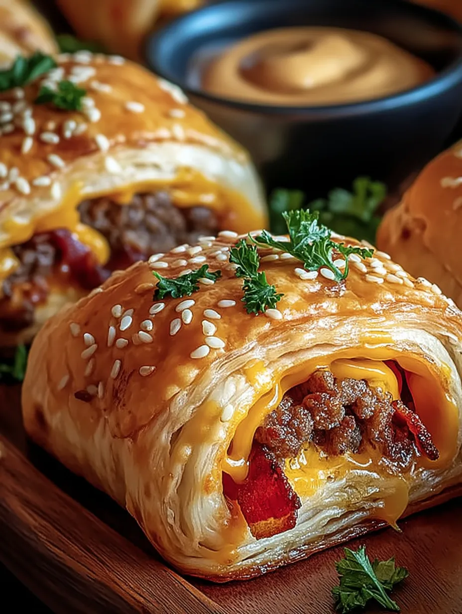 A pastry with cheese and bacon wrapped around it.