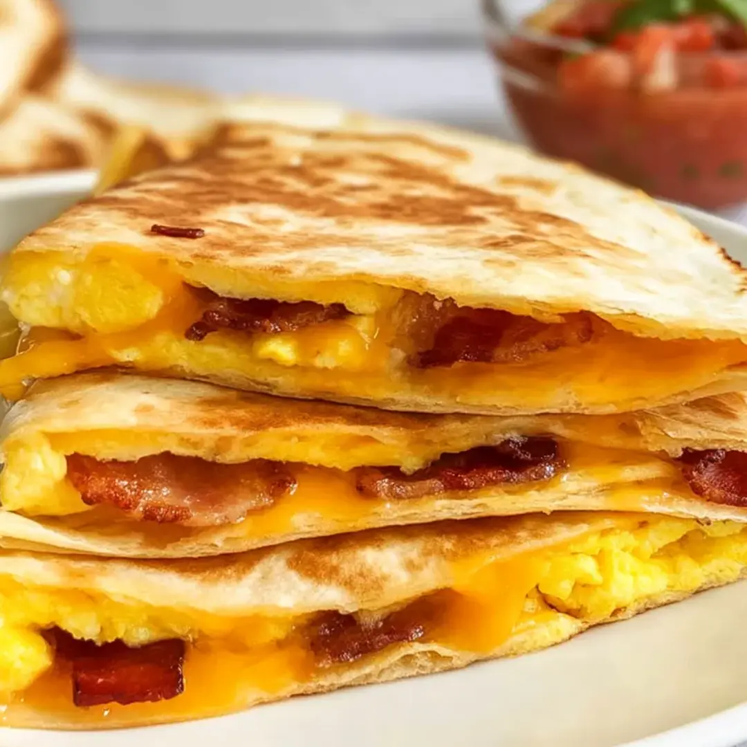 A stack of bacon and egg sandwiches.