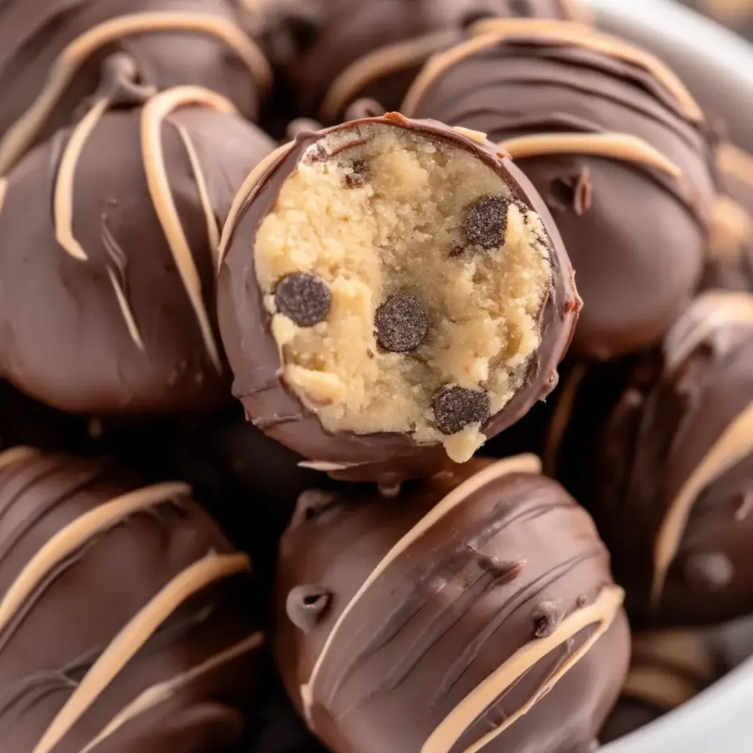 Chocolate covered cookies with chocolate chips.
