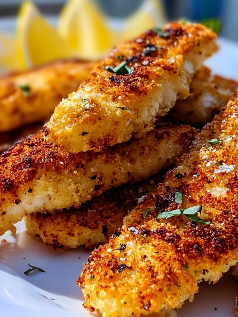A plate of breaded fish sticks.