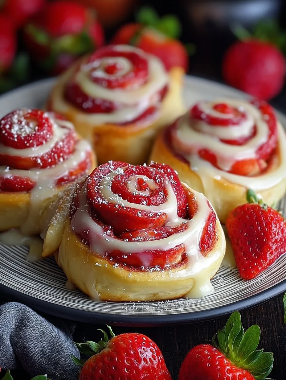 A plate of strawberry shortcake with powdered sugar.