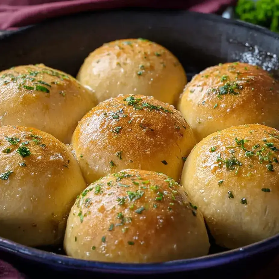 A bowl of bread with green toppings.