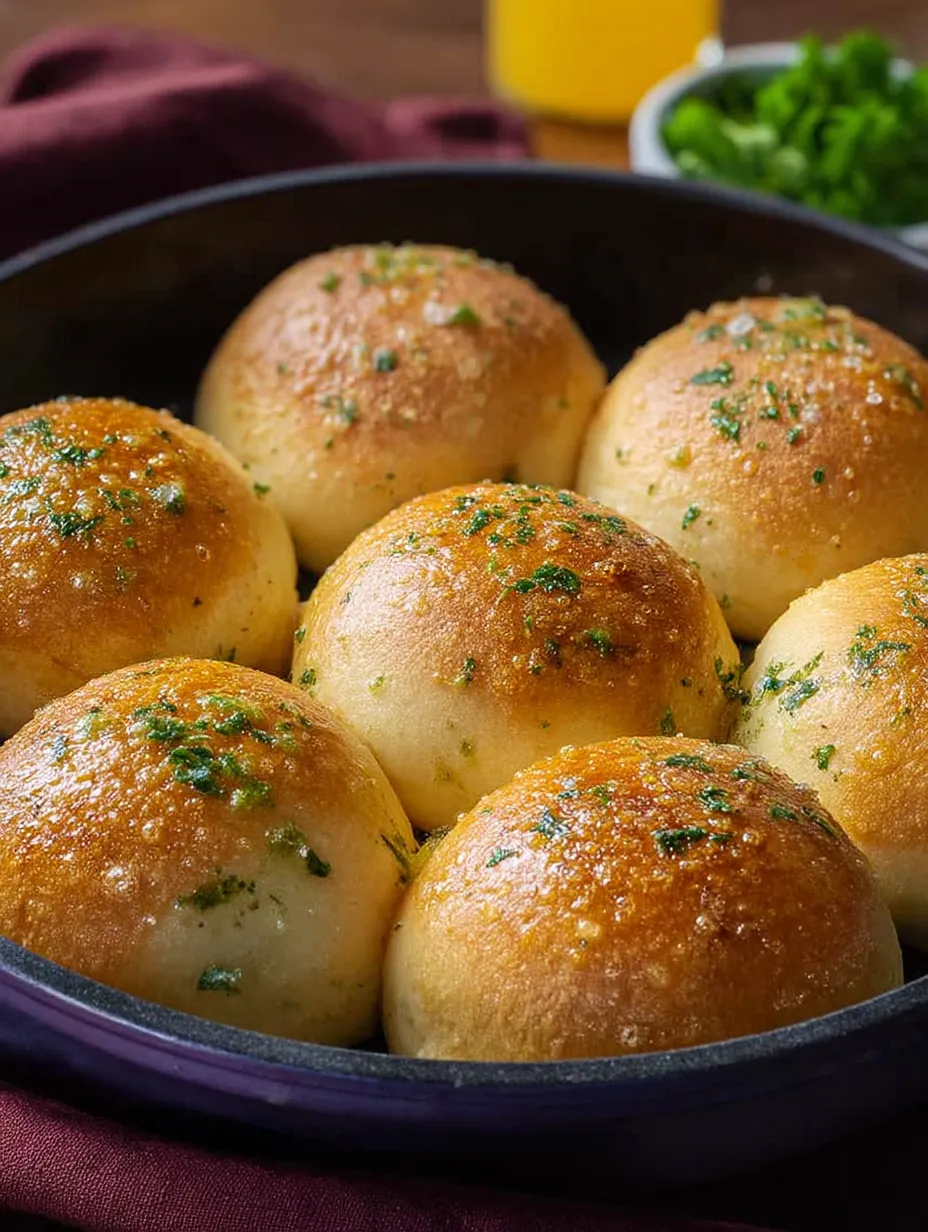 A bowl of bread with green toppings.