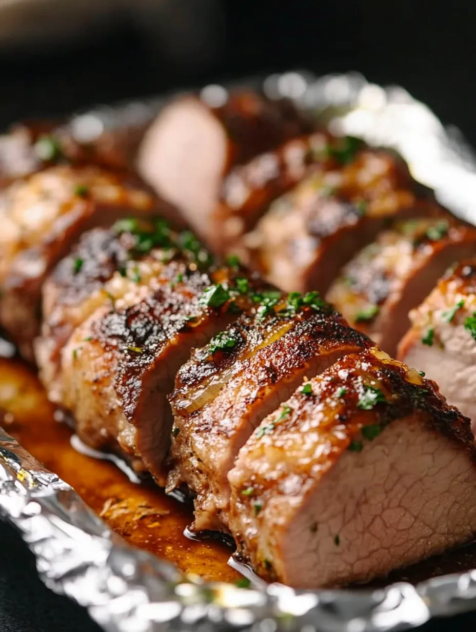 A piece of meat with herbs on it.