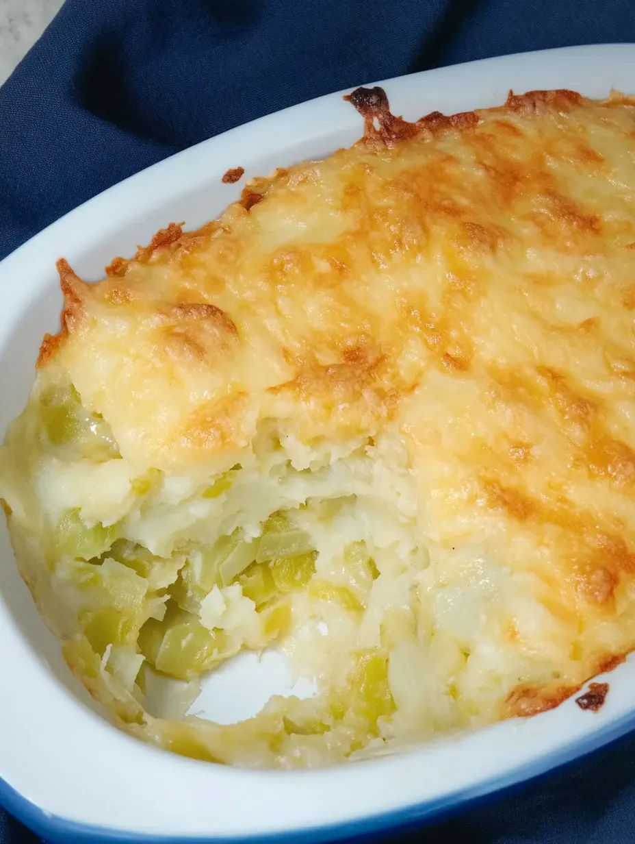 A slice of cheesy casserole.