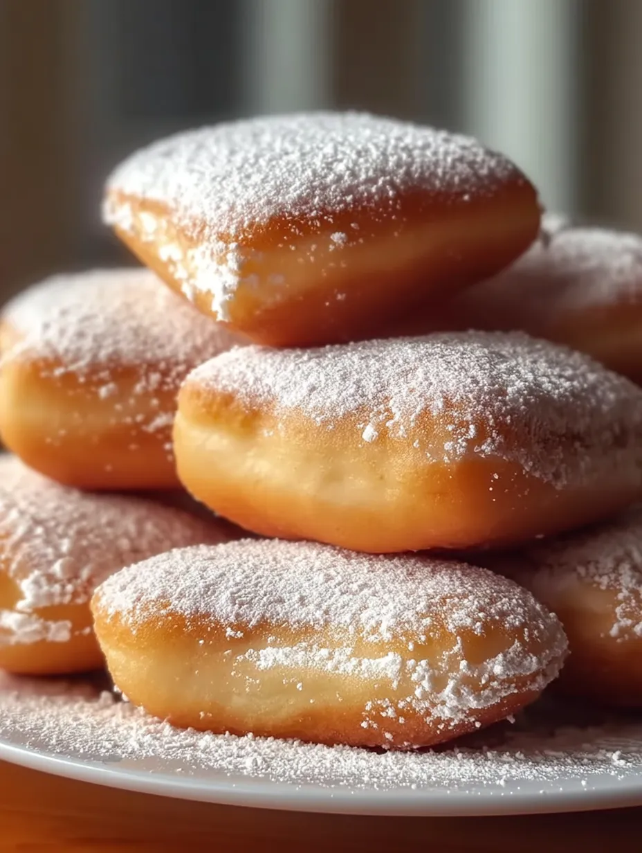 A stack of powdered donuts.