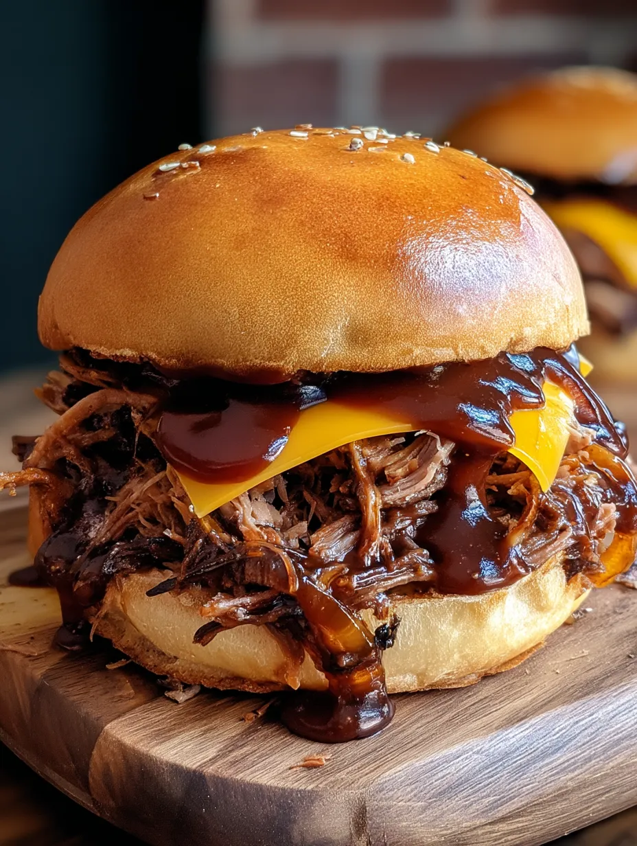 A close up of a barbecue sandwich with sauce.