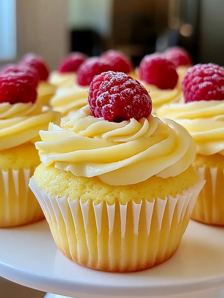 A cupcake with a raspberry on top.