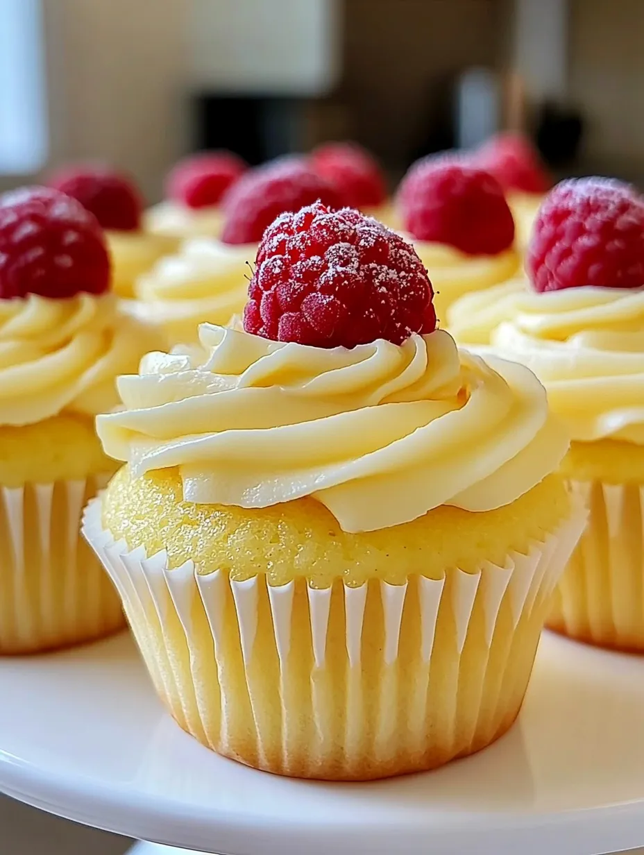 A cupcake with a raspberry on top.
