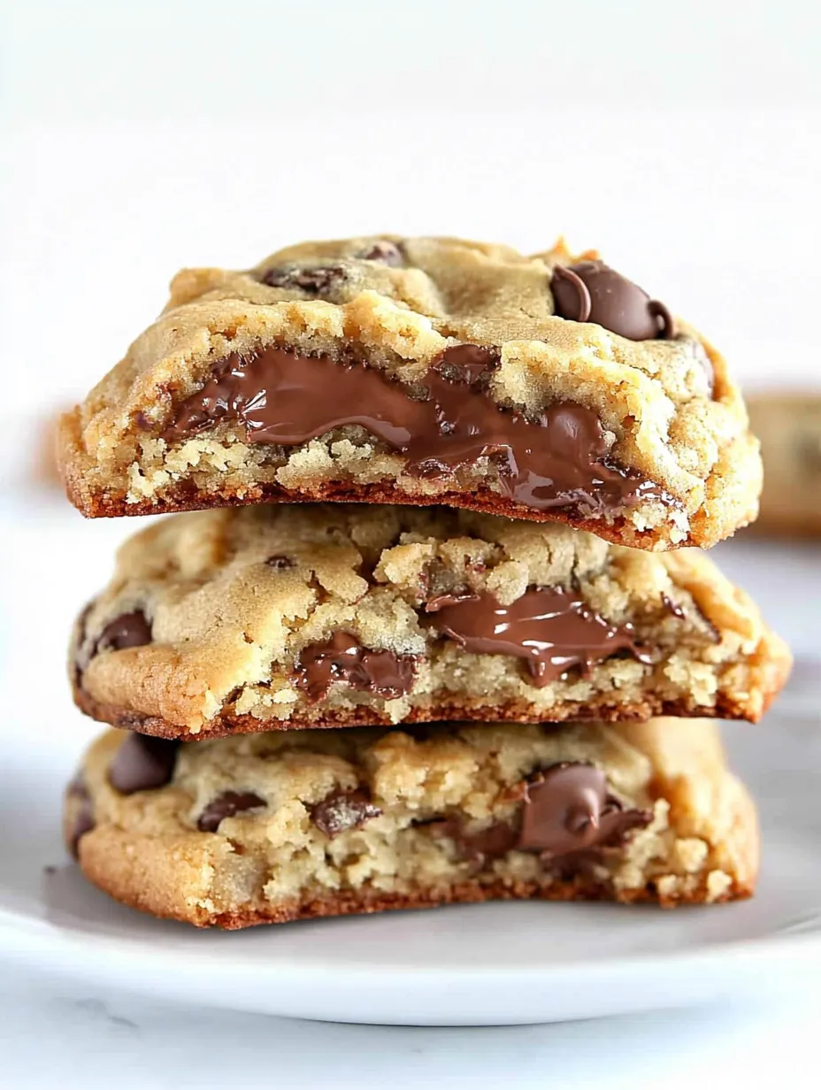 Chocolate chip cookies on a white plate.