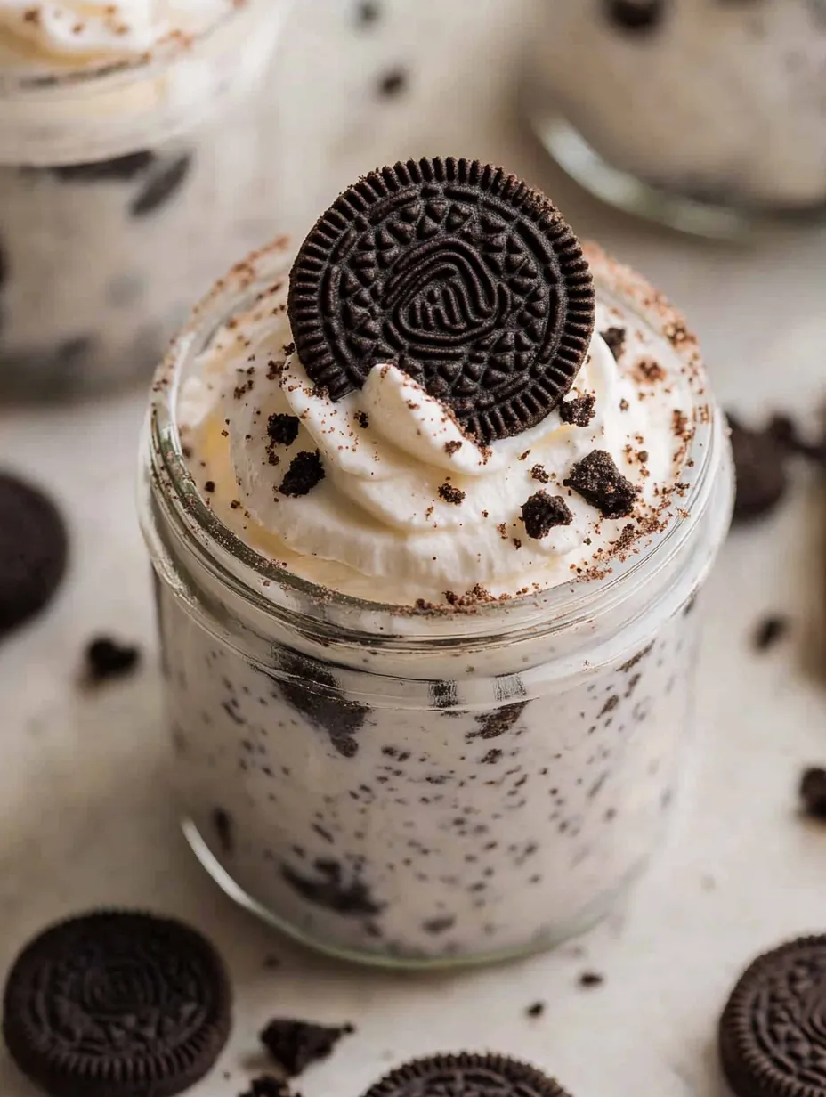 A glass of ice cream with a cookie on top.