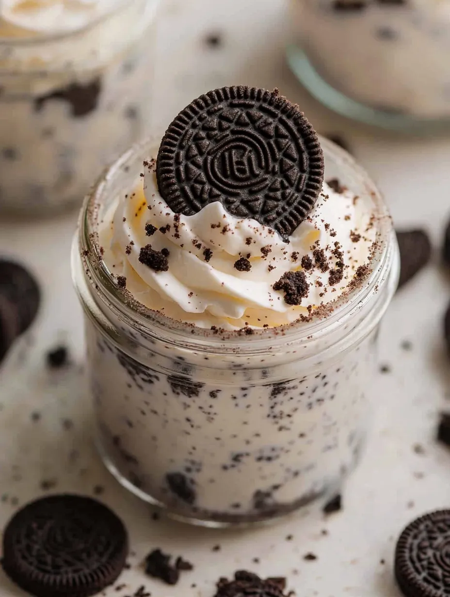 A glass of ice cream with a cookie on top.