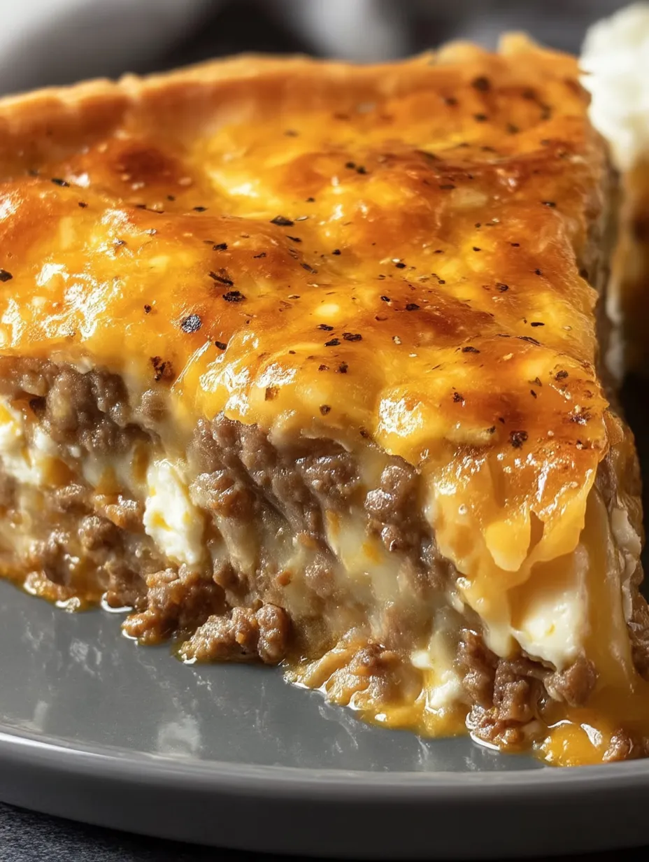 Delicious slice of meat pie on a plate.