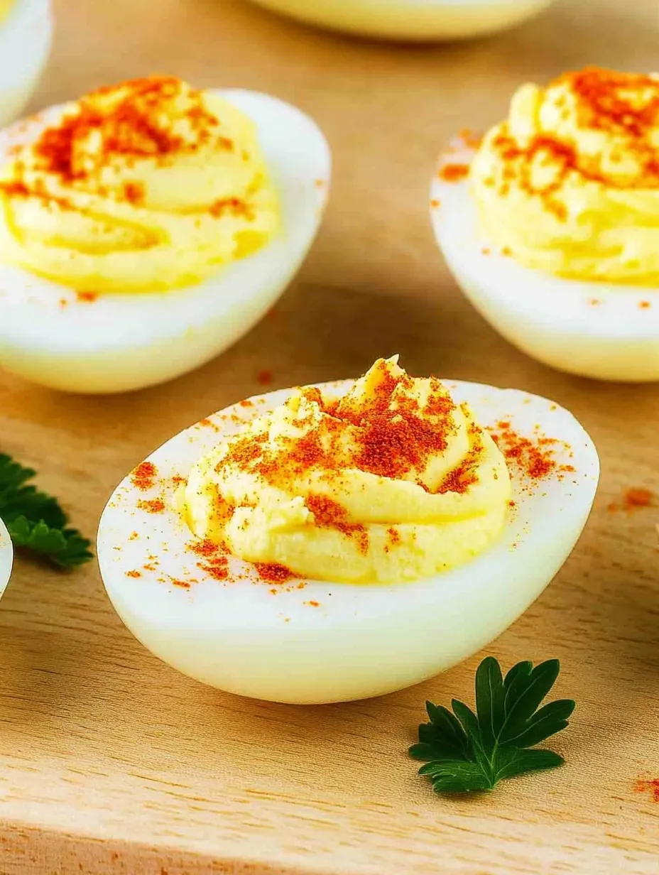 A plate of eggs with orange seasoning.