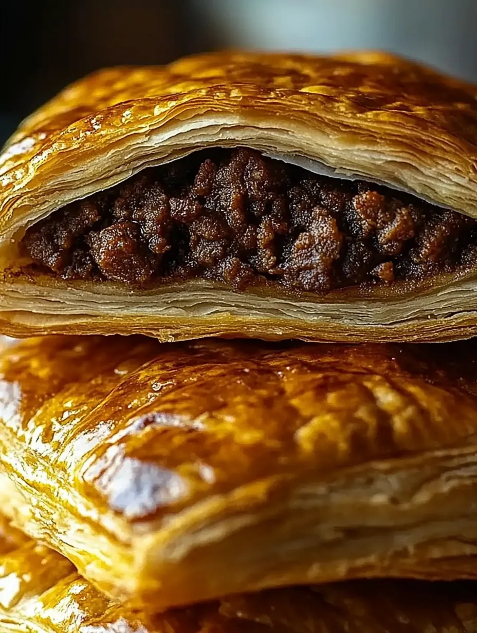 A pastry with a filling of meat and gravy.