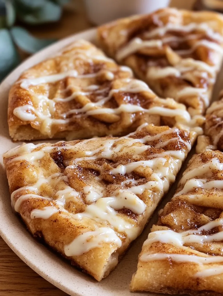 A slice of cinnamon roll pizza.