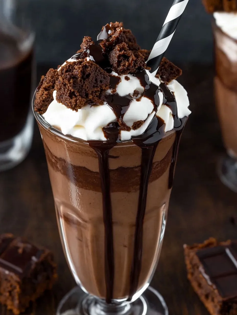 A chocolate milkshake with whipped cream.