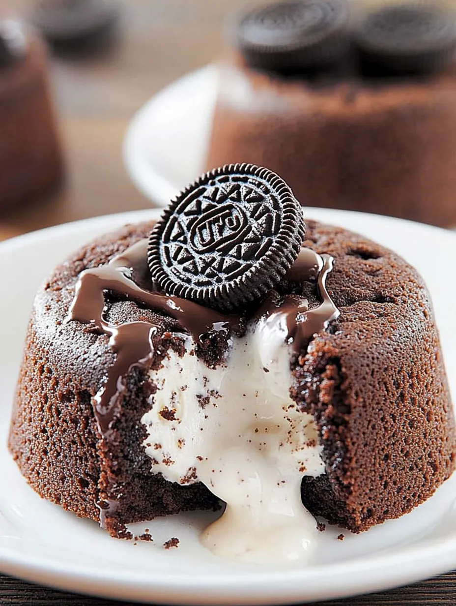 A chocolate cake with a cookie on top.