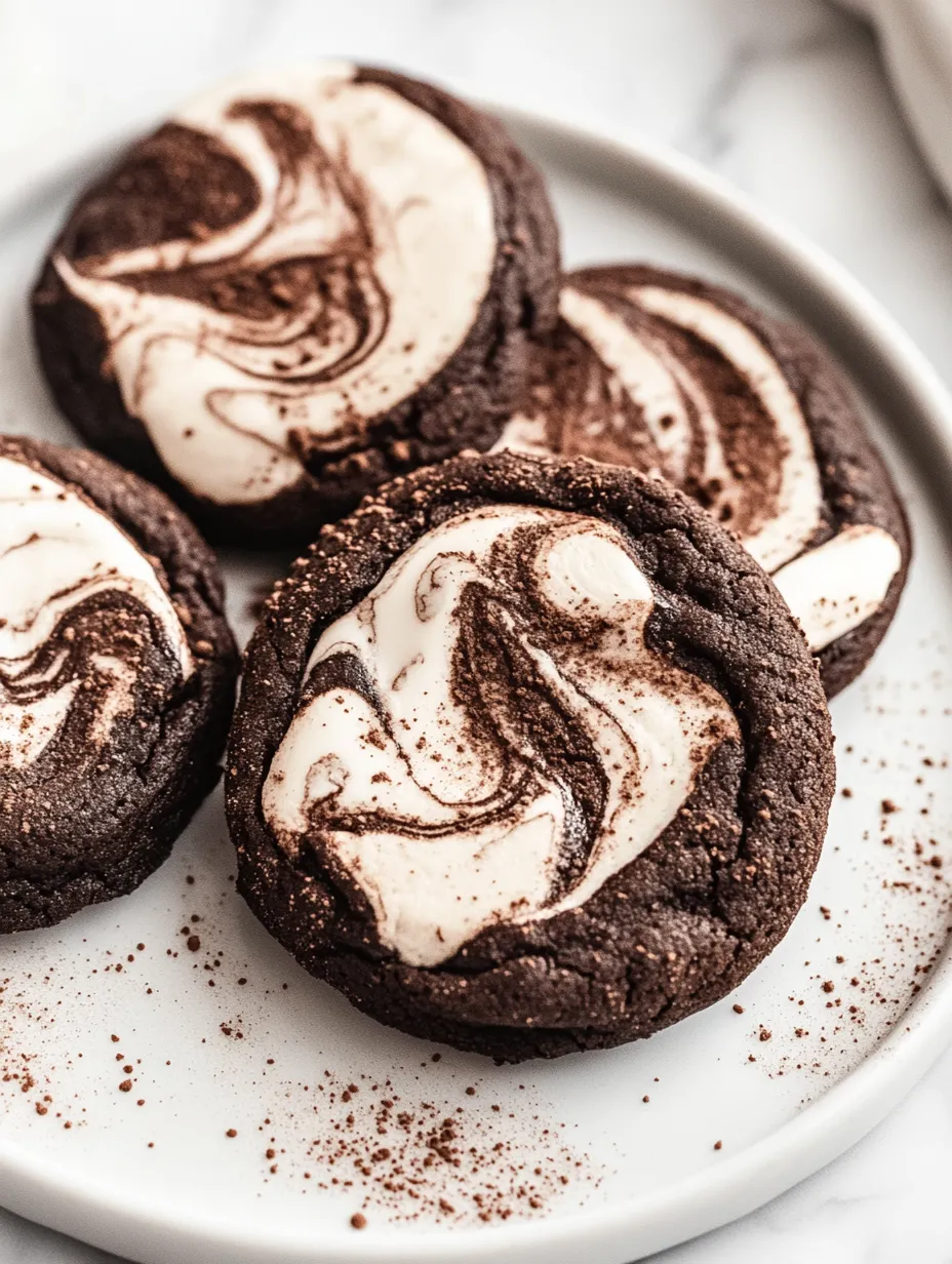 A plate of chocolate and white frosted cookies.