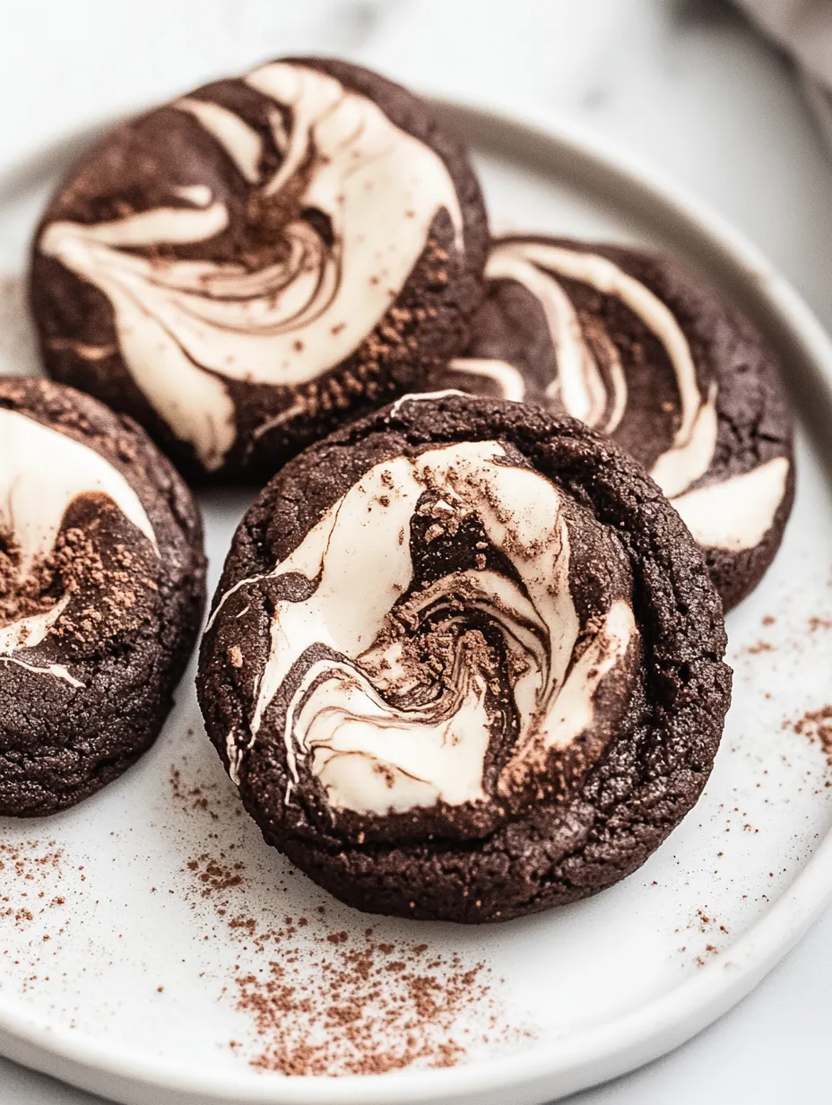 Chocolate cookies with white frosting.