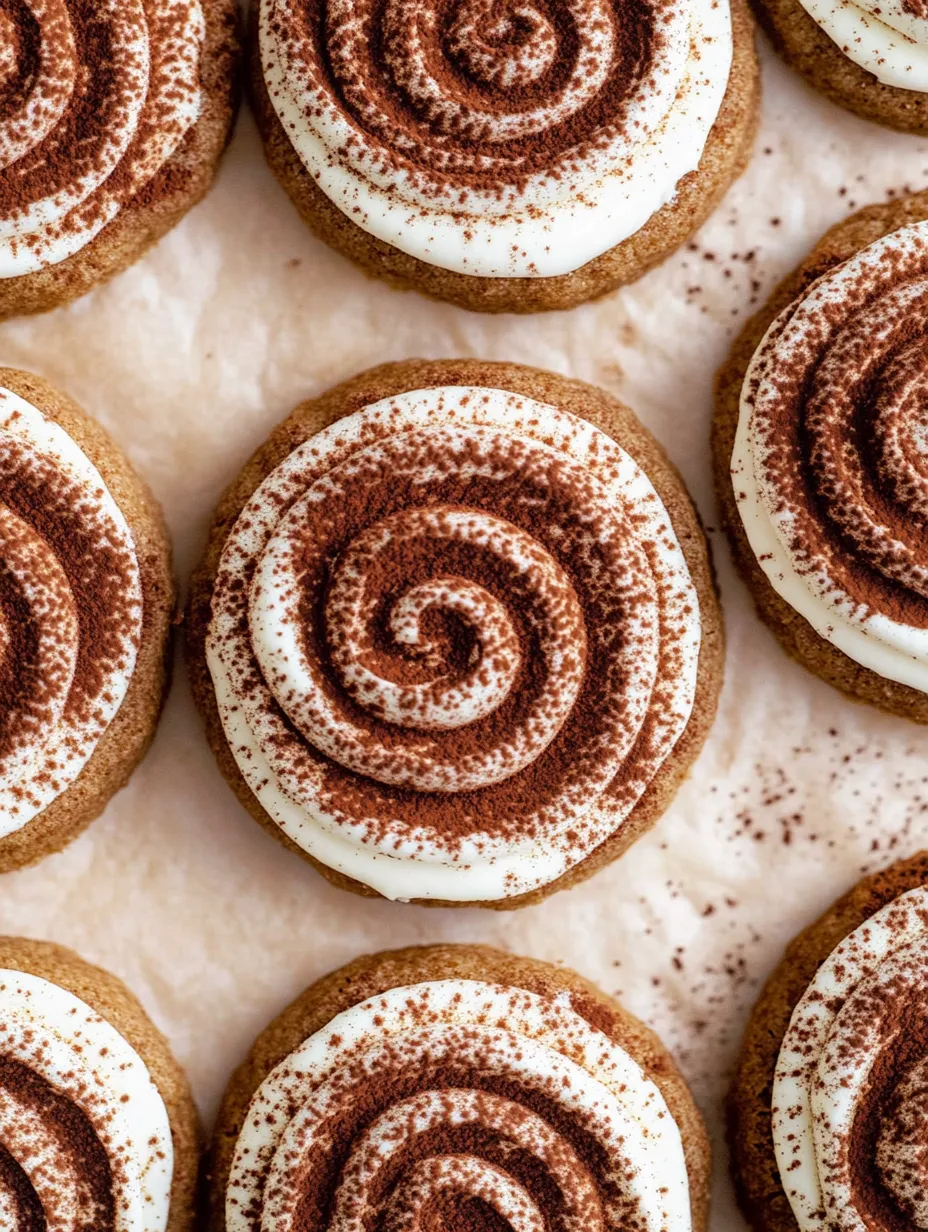 Cookies with white frosting and chocolate swirls.