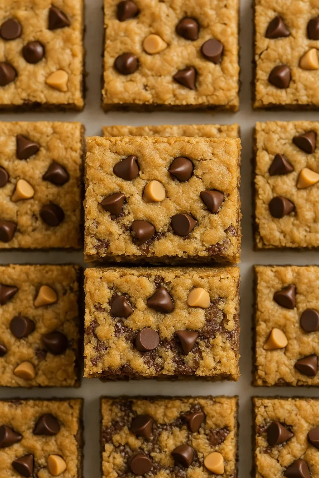 A square of chocolate chip cookies.