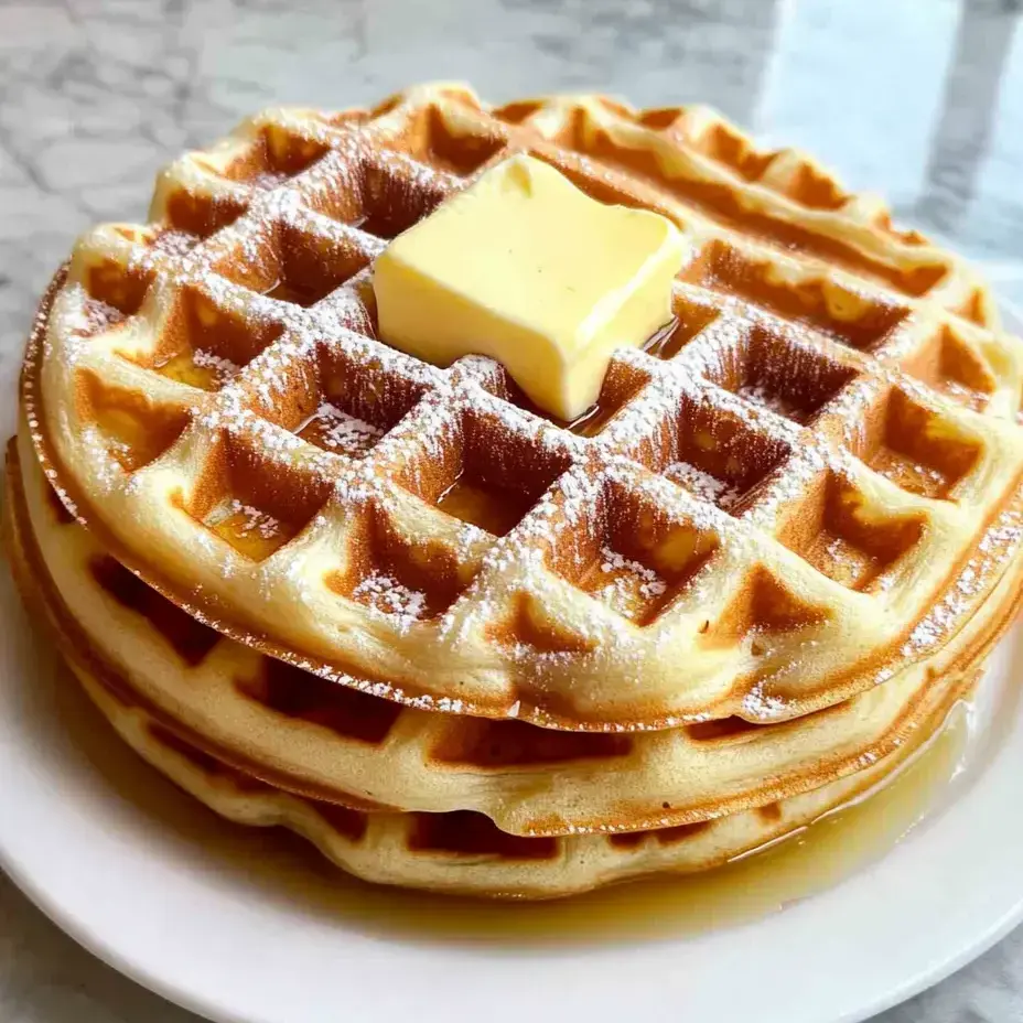 A waffle with butter on top.