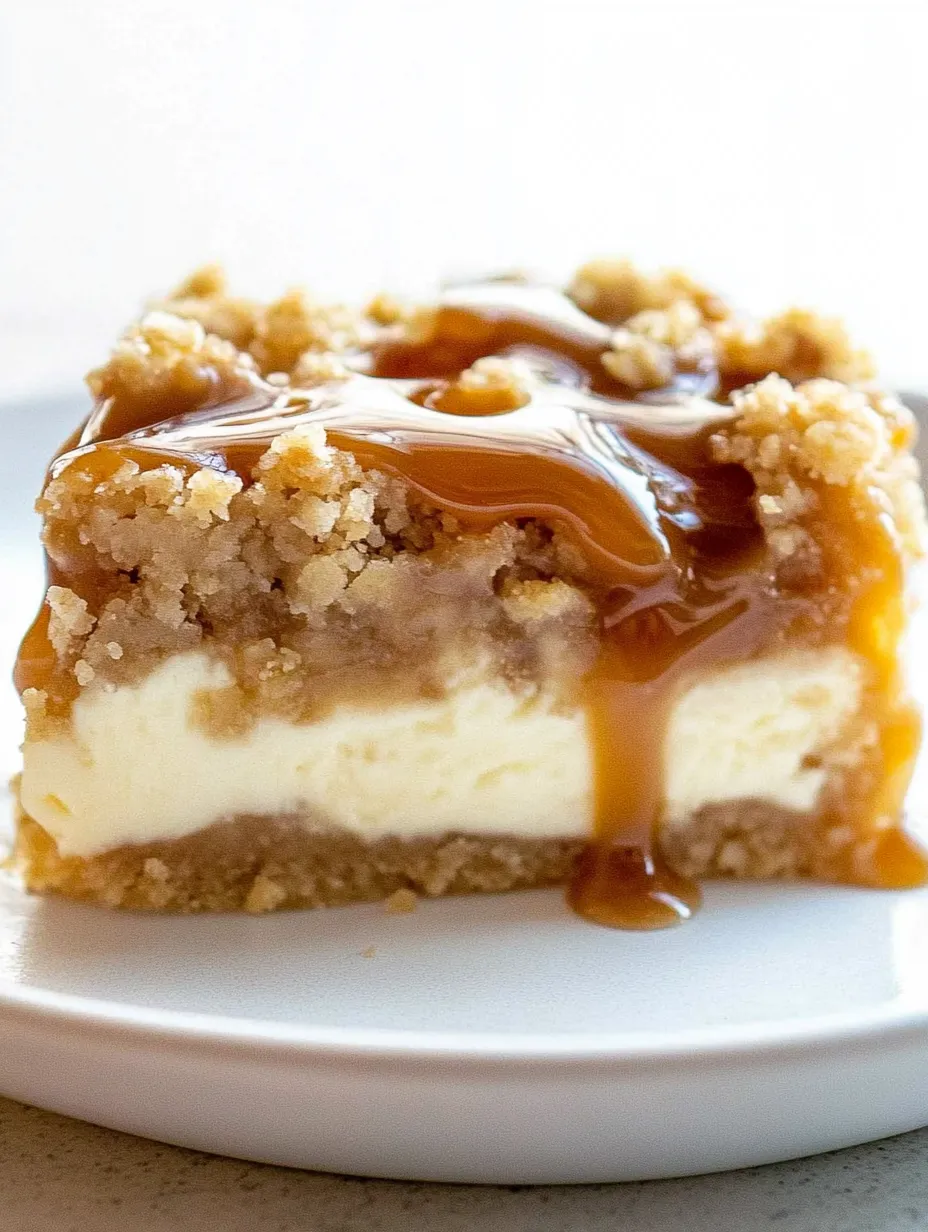 A piece of cake with caramel sauce on top.