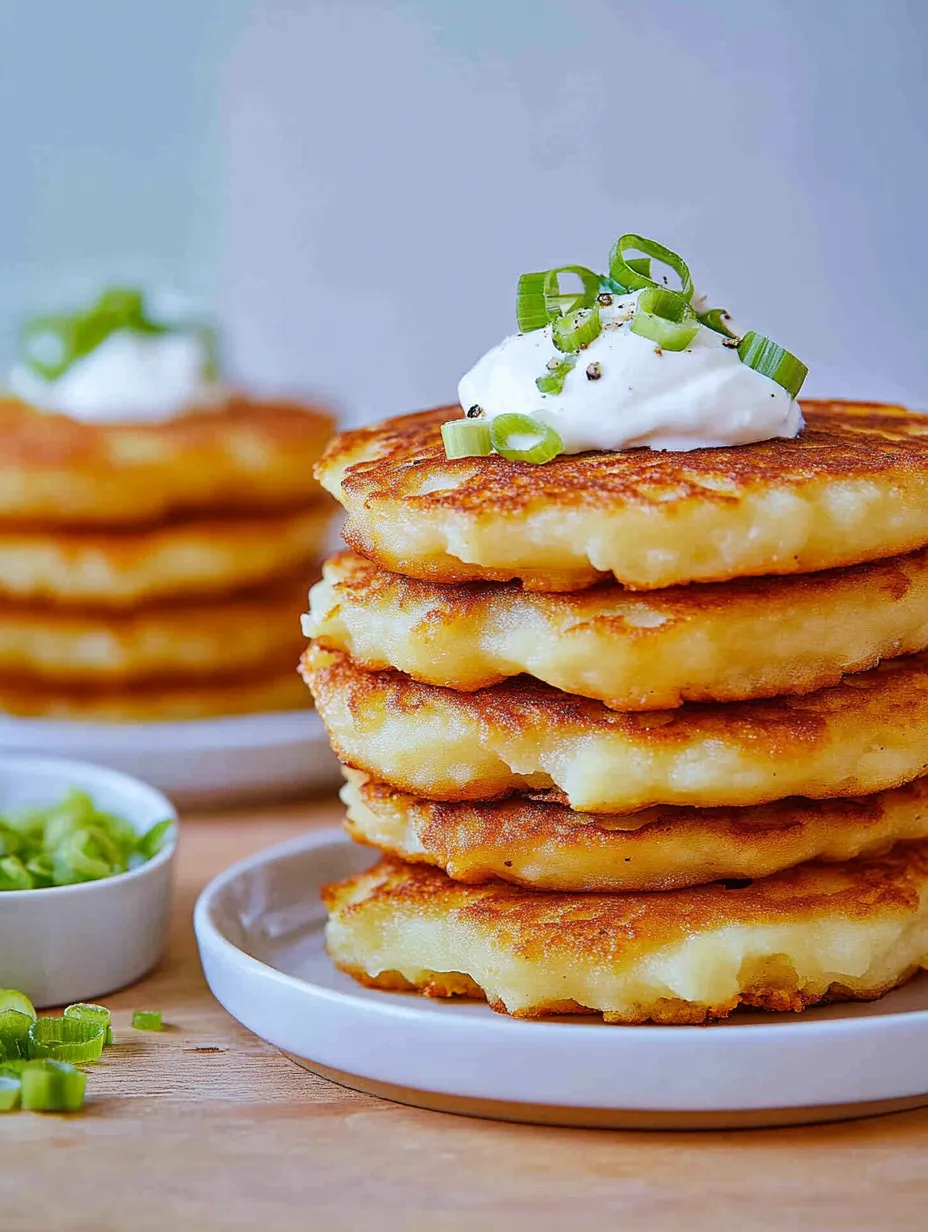 A stack of pancakes with white cream on top.