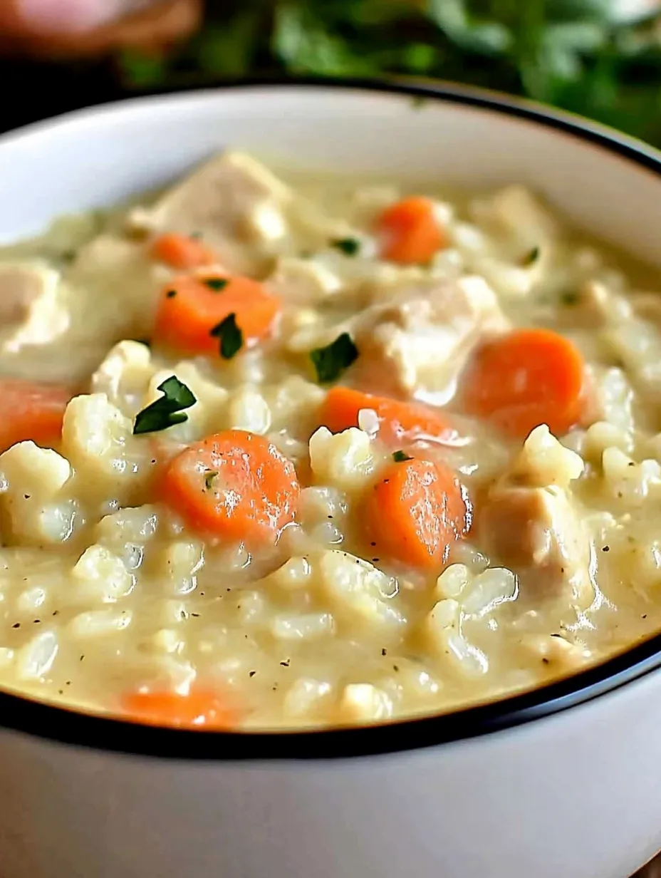 A bowl of soup with carrots and rice.