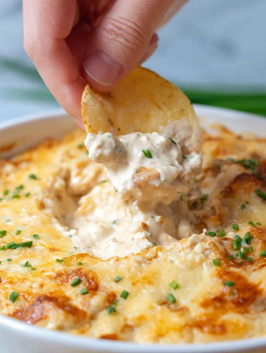 A hand is dipping a tortilla chip into a bowl of soup.