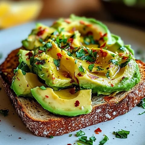 A slice of toast with avocado and red pepper on it.