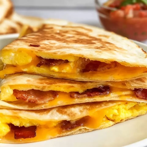 A stack of bacon and egg sandwiches.