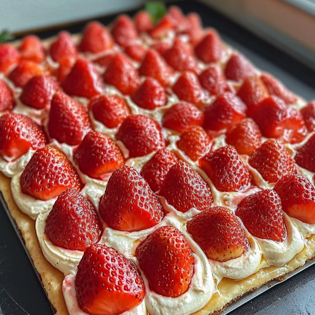 Close-up of a strawberry shortcake treat.