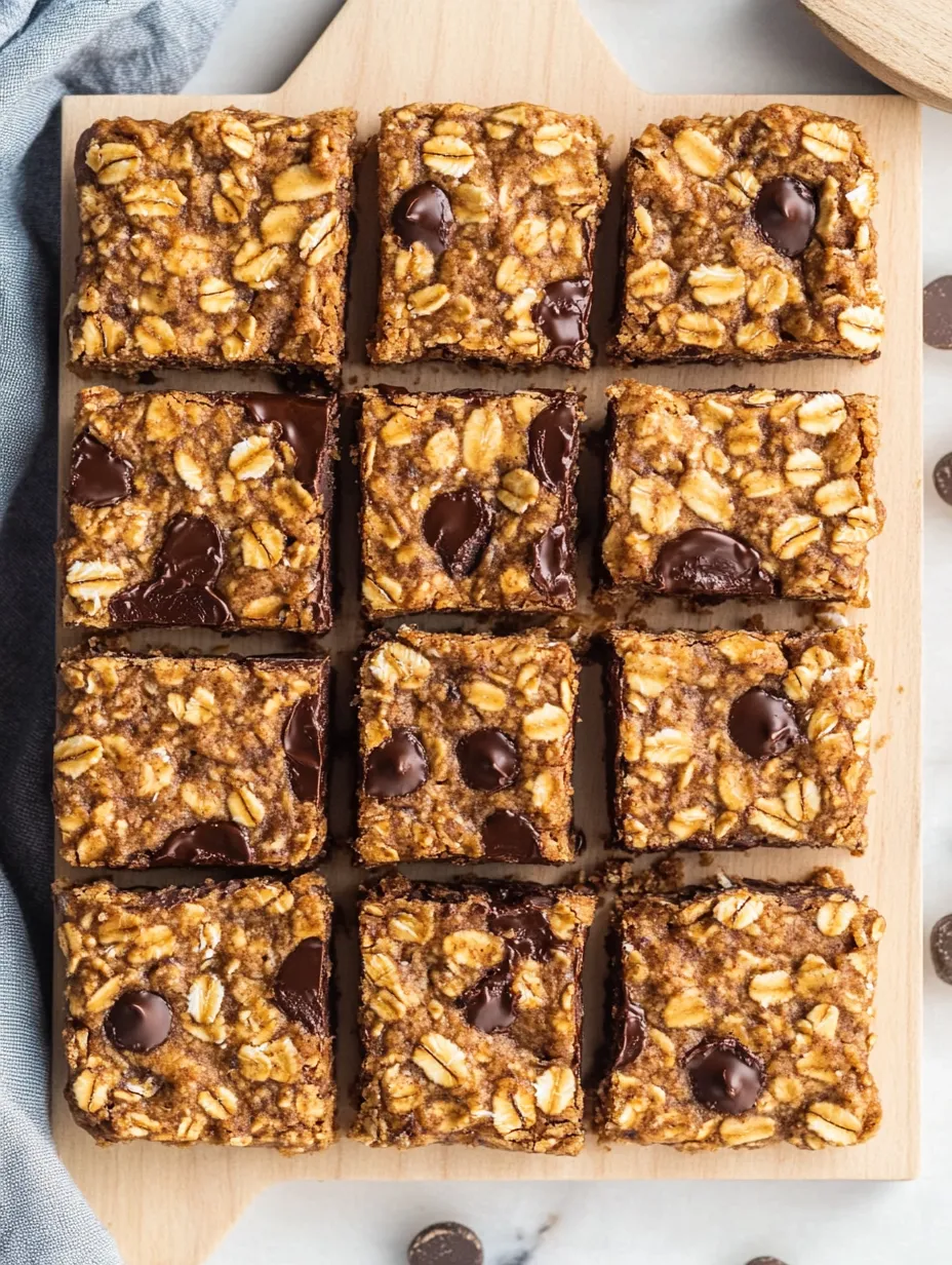 Brownie squares with chocolate and nuts stacked on a plate.