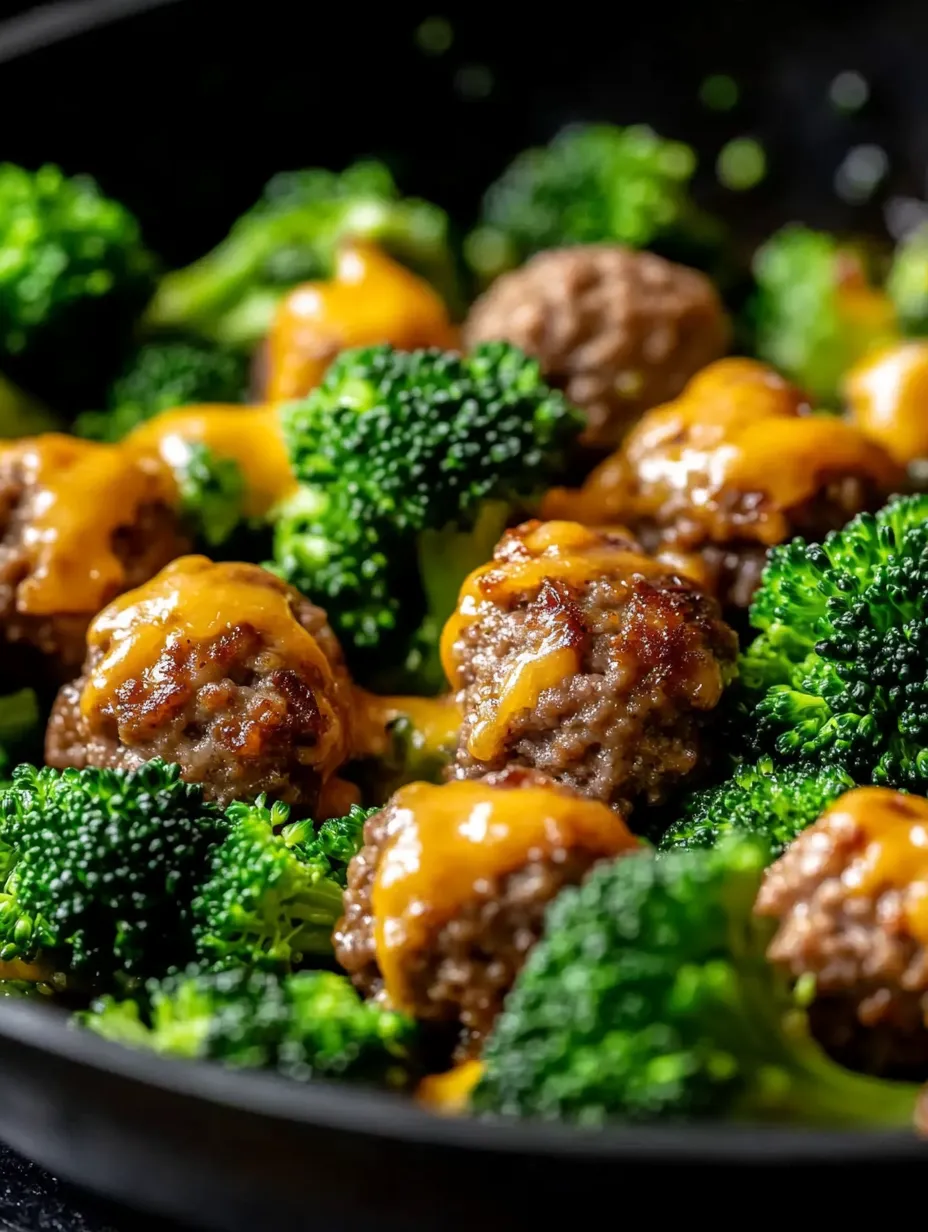 A plate of meatballs and broccoli.