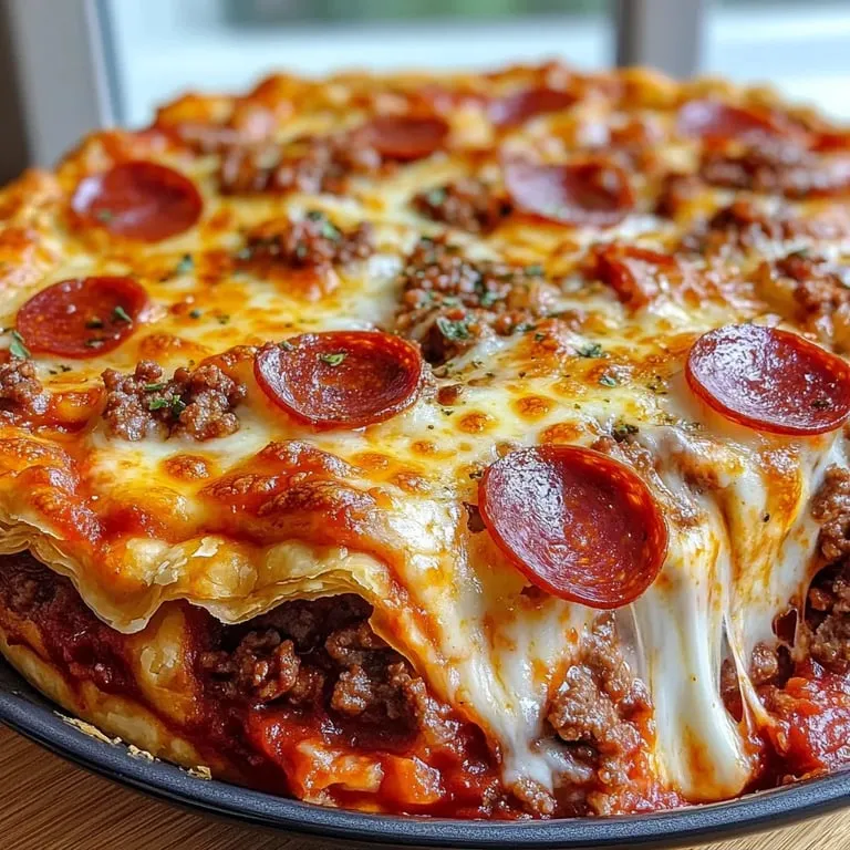 Pizza pie topped with cheese and pepperoni slices.