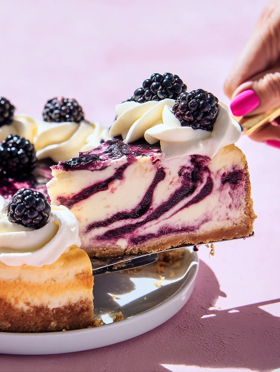 A slice of cake with blackberries on top.