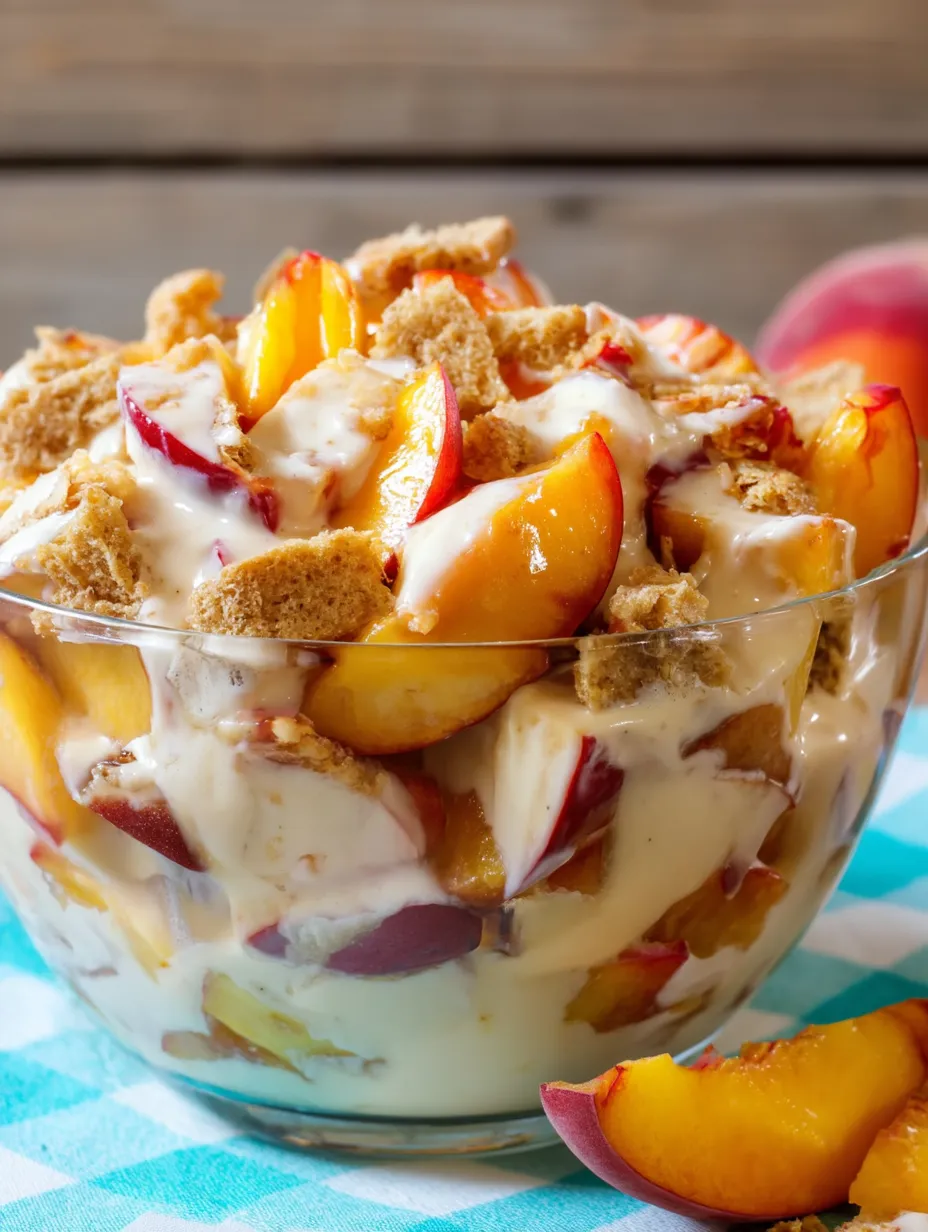 A bowl of peaches and cream together.