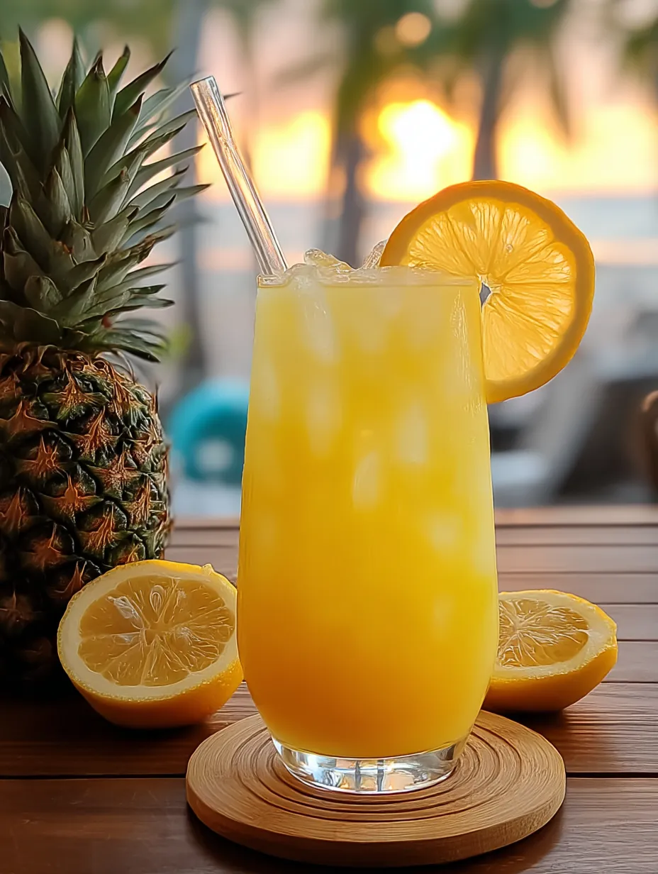 A glass of orange juice with a lemon slice floating in it.