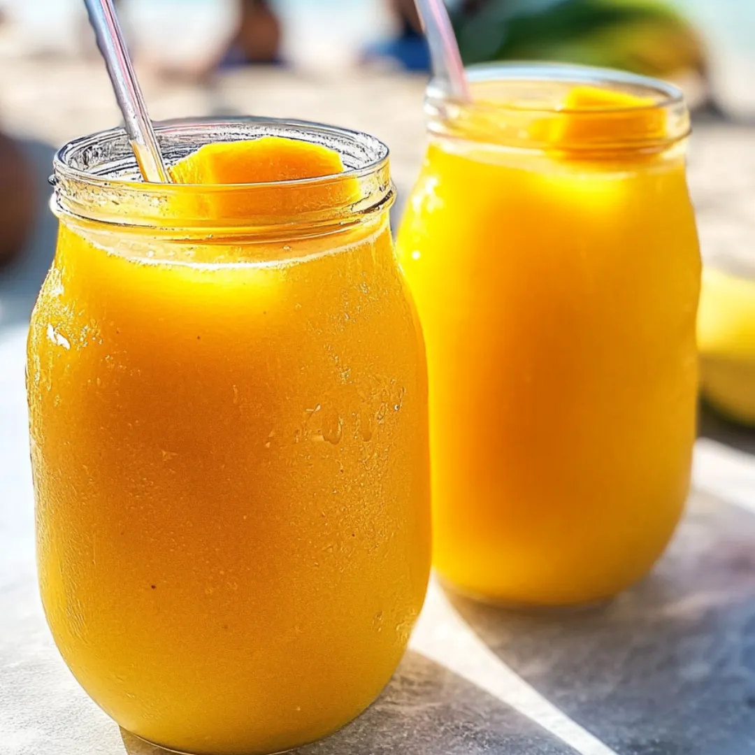 Two glasses of orange juice sitting on a table.