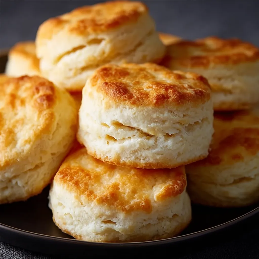 A stack of biscuits on a plate.