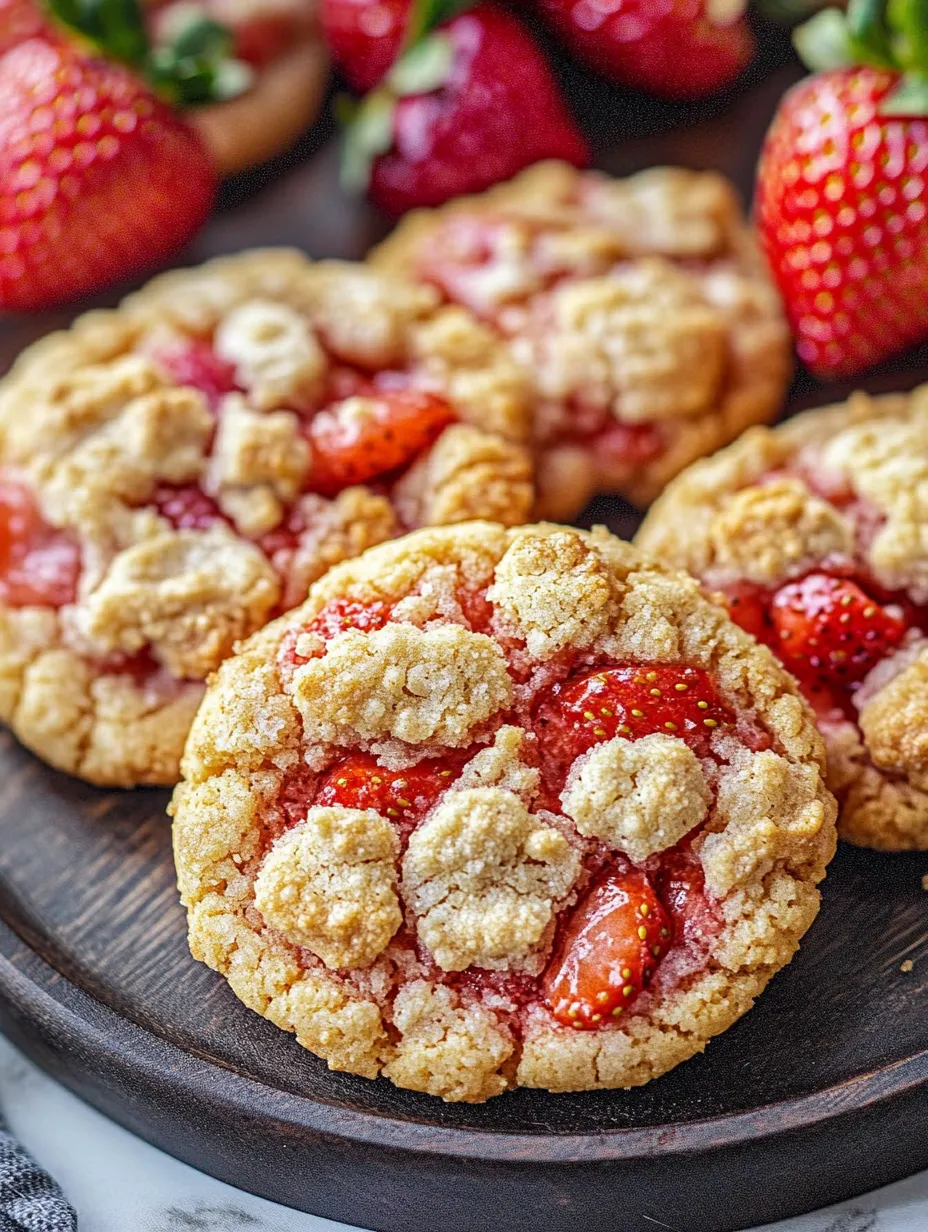 A cookie topped with berries and a crunchy layer.