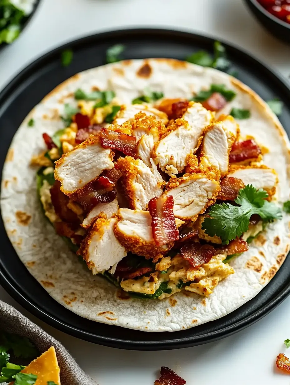 A plate loaded with chicken and bacon delights.