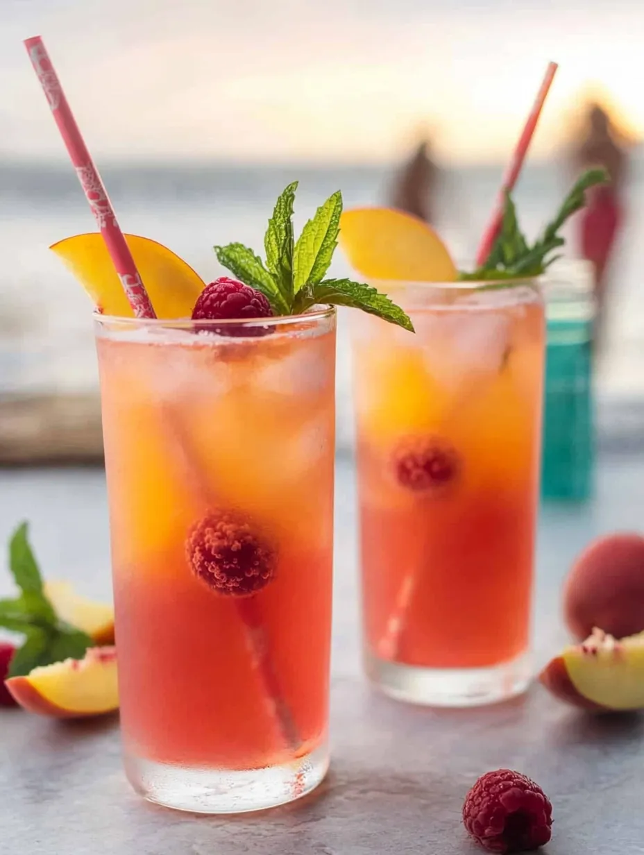 Two glasses of pink drink with straws.