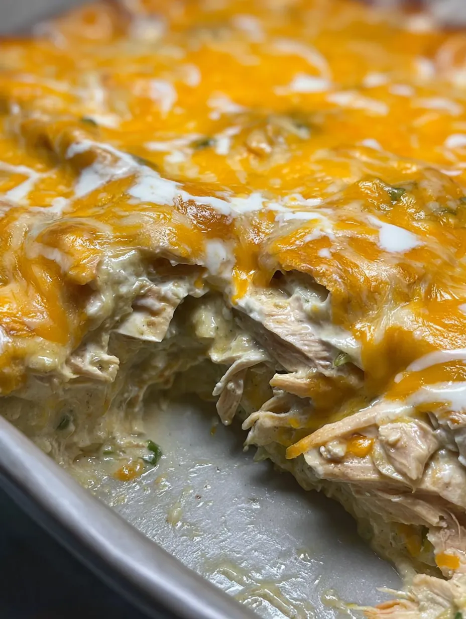 Cheesy chicken bake slice with plenty of melty topping.